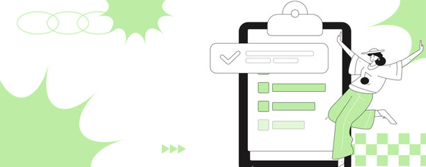 Invite friends to conduct questionnaire flat vector concept operation hand drawn illustration
