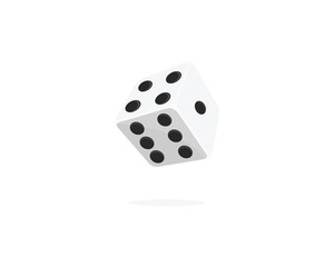 Dice vector. Circle halftone shape game dice cubes in flight on a white background