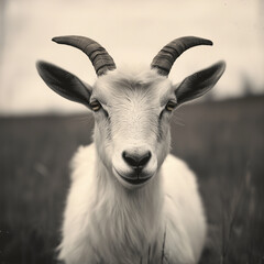 Fototapeta premium goat, animal, illustration, background, black and white style, sheep, mammal, wildlife, wild, nature, horned, bighorn, ibex, zoo, rural