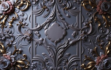 Luxury Floral Pattern On The Wall. Luxury Background.