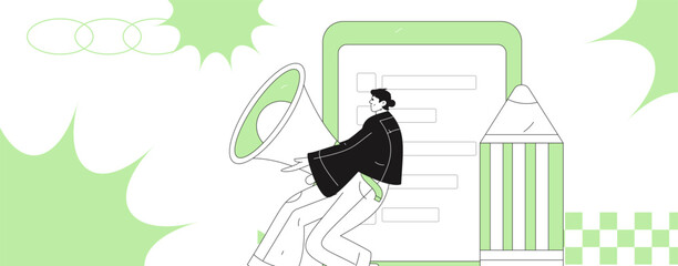 Invite friends to conduct questionnaire flat vector concept operation hand drawn illustration
