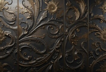 Luxury Gold Ornament On The Wall. Decorative Background.