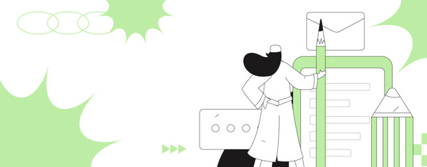 Invite friends to conduct questionnaire flat vector concept operation hand drawn illustration
