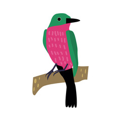 Exotic bright colorful titmouse. Vector illustration