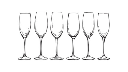 Crystal Champagne Flute line art illustration elegant design and style
