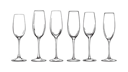 Crystal Champagne Flute line art illustration refined minimalistic beauty captured