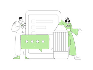 Invite friends to conduct questionnaire flat vector concept operation hand drawn illustration
