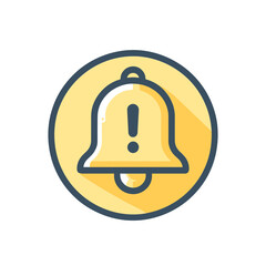 Fototapeta premium vector alert bell icon with exclamation mark in yellow color scheme, copy space