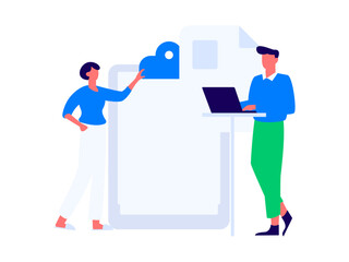 Invite friends to conduct questionnaire flat vector concept operation hand drawn illustration
