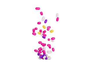 Bright and colorful candy sprinkles scattered and floating in mid-air, 3d illustration