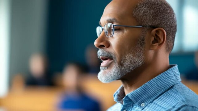 Engaging classroom discussion with a diverse group of students led by an experienced educator during a lecture on modern teaching methods