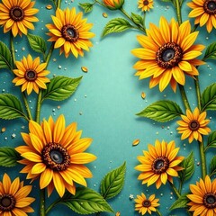 Retro sunflower floral pattern on vintage textile , floral, art, style