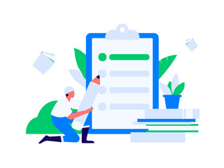 Invite friends to conduct questionnaire flat vector concept operation hand drawn illustration
