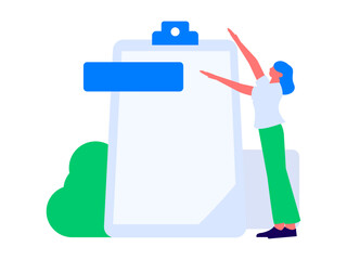 Invite friends to conduct questionnaire flat vector concept operation hand drawn illustration
