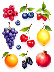 Colorful collection of assorted fresh and juicy fruits, showcasing a delightful variety.