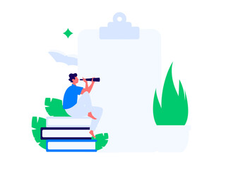 Invite friends to conduct questionnaire flat vector concept operation hand drawn illustration
