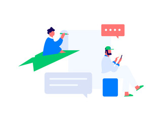 Invite friends to conduct questionnaire flat vector concept operation hand drawn illustration
