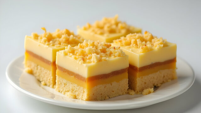 Bebinca Slices Showing Distinct Layers of Goan Pudding on White Background