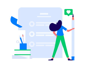 Invite friends to conduct questionnaire flat vector concept operation hand drawn illustration
