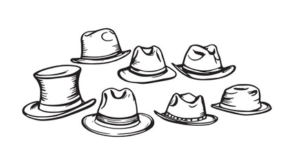 Felt Hat Line Art Illustration Capturing Vintage Style in Detail