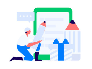 Invite friends to conduct questionnaire flat vector concept operation hand drawn illustration
