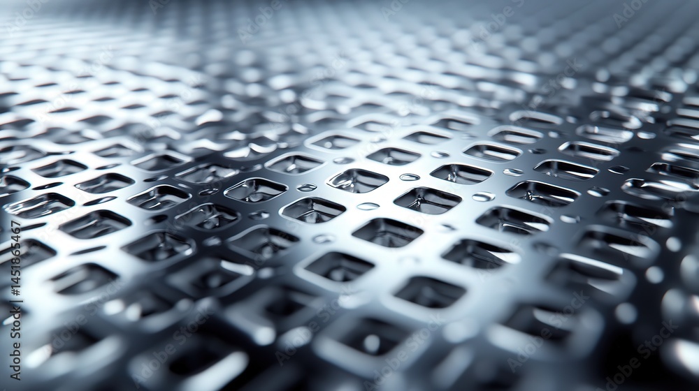 Poster reflective metallic textures combined with intricate high-tech details form an abstract background s