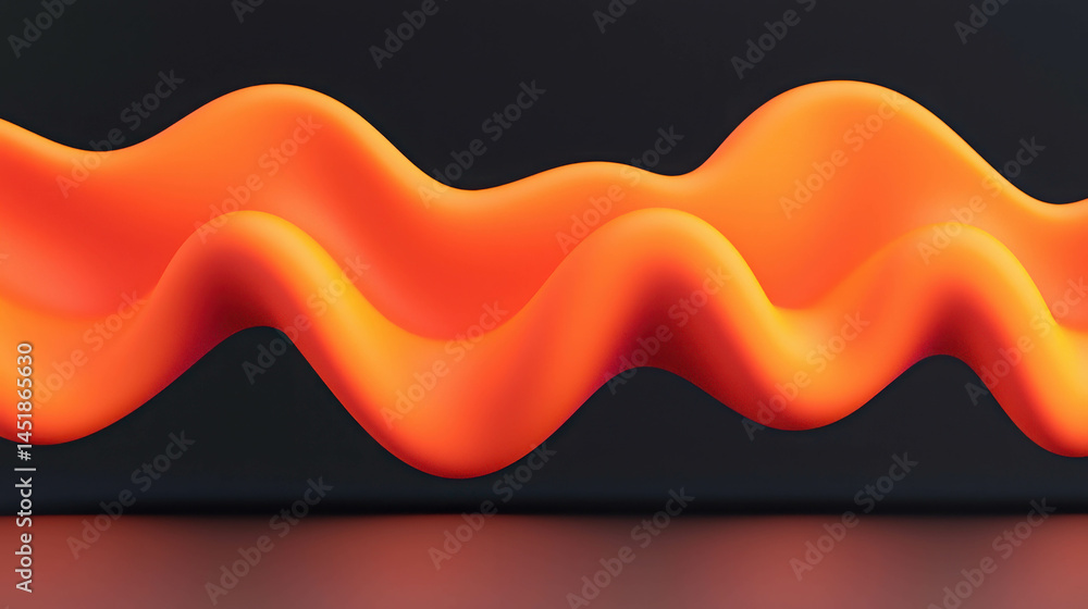 Poster abstract wave design in orange color against a dark background with soft curves and motion