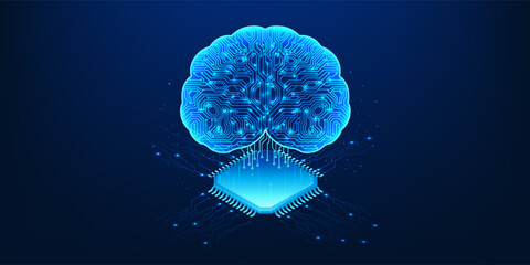 Microchip with an AI brain represents Agentic AI technology that has the ability to think, analyze and make decisions independently, similar to the human brain, but in a digital form.