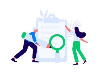 Invite friends to conduct questionnaire flat vector concept operation hand drawn illustration
