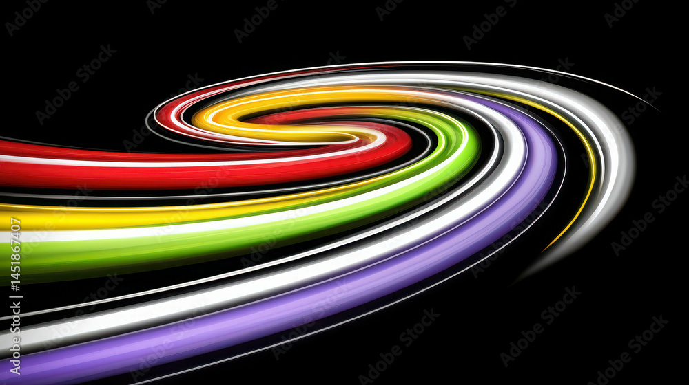 Aufkleber colorful wavy lines in motion on dark background for abstract design and artistic concepts