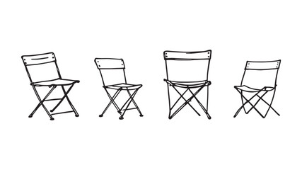 Foldable Chair Line Art Illustration Showcasing Minimalistic Functional Art