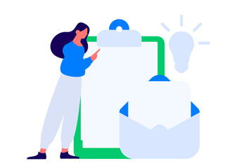 Invite friends to conduct questionnaire flat vector concept operation hand drawn illustration
