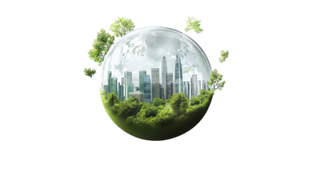 Floating corporate sustainability KPI tracker dashboard, isolated, PNG format, transparent background. Varient 5
