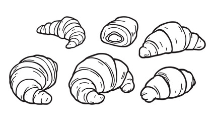 Freshly Baked Croissants Line Art Illustration in Simple Elegance
