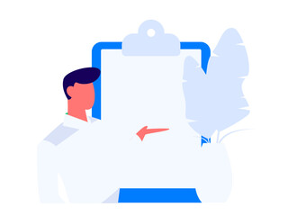 Invite friends to conduct questionnaire flat vector concept operation hand drawn illustration
