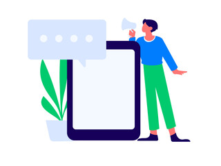 Invite friends to conduct questionnaire flat vector concept operation hand drawn illustration
