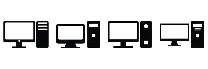Computer Icon Set – Modern Flat Vector Symbols of PC, Laptop, Monitor, and Tech Devices