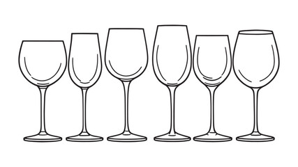 Frosted Wine Glass Line Art Illustration Highlighting Sophisticated Design