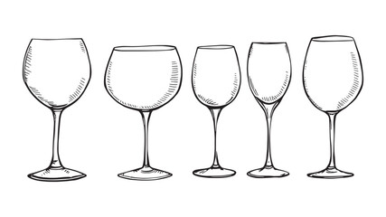 Frosted Wine Glass Line Art Illustration in Elegant Simplicity