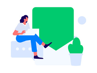 Invite friends to conduct questionnaire flat vector concept operation hand drawn illustration
