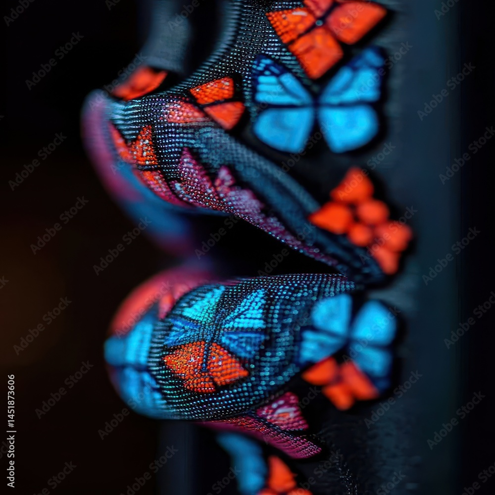 Poster vibrant butterfly metamorphosis in double exposure with colorful patterns and intricate designs on a