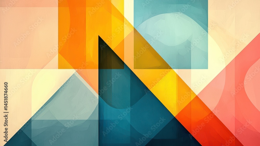 Poster abstract geometric composition with colorful shapes and layers