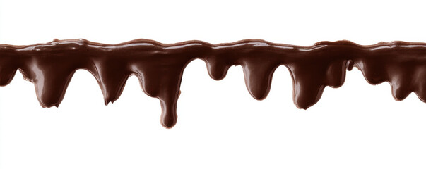 Chocolate drip border with smooth texture on white background