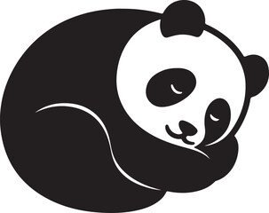 Sleeping panda curled up in a ball