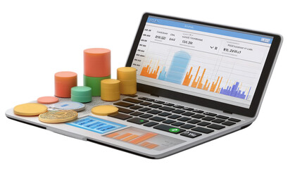 Floating crypto tax reporting dashboard summarizing capital gains, isolated, PNG format, transparent background. Varient 5