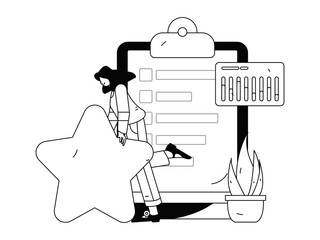 Invite friends to conduct questionnaire flat vector concept operation hand drawn illustration
