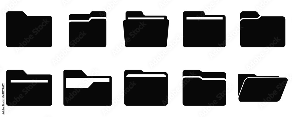 Aufkleber modern file folder icon set – flat, line & filled styles | minimalist document storage symbols in ve