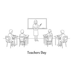 Teachers Day Celebration Vector with Chalkboard, Apple, and Books for Classroom Appreciation