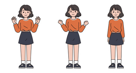 소녀 캐릭터 B (안녕, 반가워, 힘내, 화이팅, 응원해)