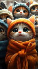 Cozy Kittens Winter Illustration